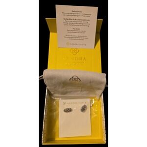 Kendra Scott Ellie RhodiumPlatinum Drusyh Earrings New In Box